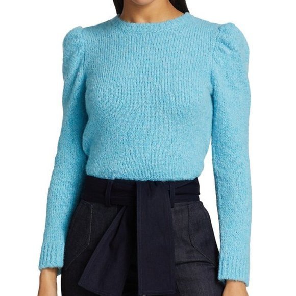 10 Crosby Derek Lam Sweaters - DEREK LAM 10 CROSBY BLUE Locken Puff Sleeve Knit Sweater SIZE S